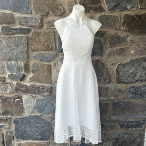Jenny Yoo BHLDN Penelope Cross Back High Low Lace White Dress, Size 4